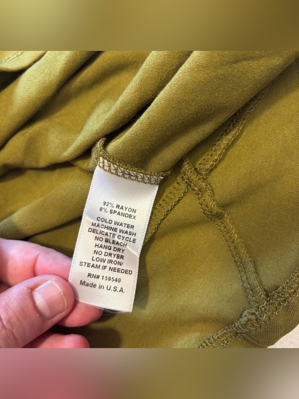 Lisa Bayne Lagenlook Asymmetrical Top Green Long Sleeve Tunic Petite Medium PM - Picture 5 of 5